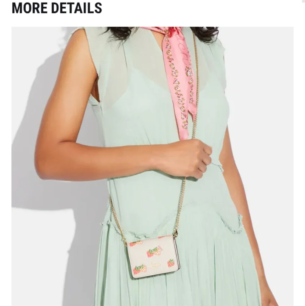 Coach Mini Wallet On A Chain Clutch Crossbody Strawberries NWT - Picture 3 of 10